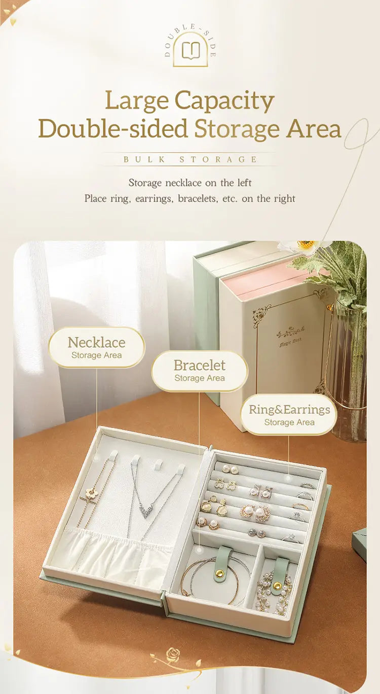 Stylish Diary Jewelry Box - Magnetic Organizer for Accessories