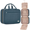 NISHEL Travel Toiletry Bag for women Portable Hanging Organizer for Full-Sized Shampoo Conditioner Brushes Set Makeup Accessories Large Size Lake-Blue