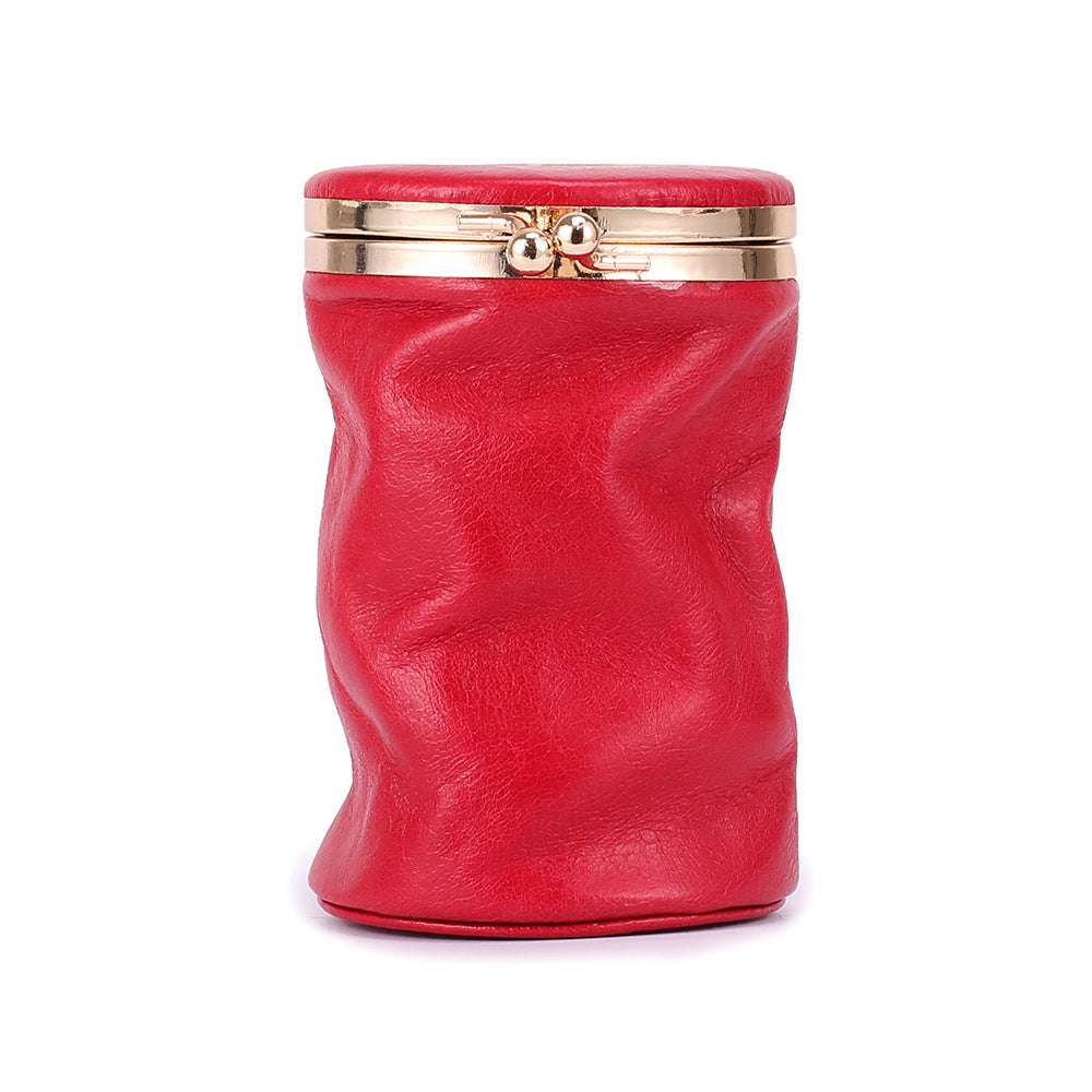 Portable Retro Cute Genuine Leather Cosmetic Bag