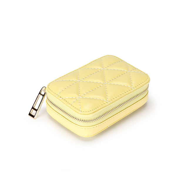 Square Travel Leather Makeup Organizer with Mirror
