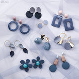 Trendy Blue Gray Geometric Earrings - Fashionable Accessory
