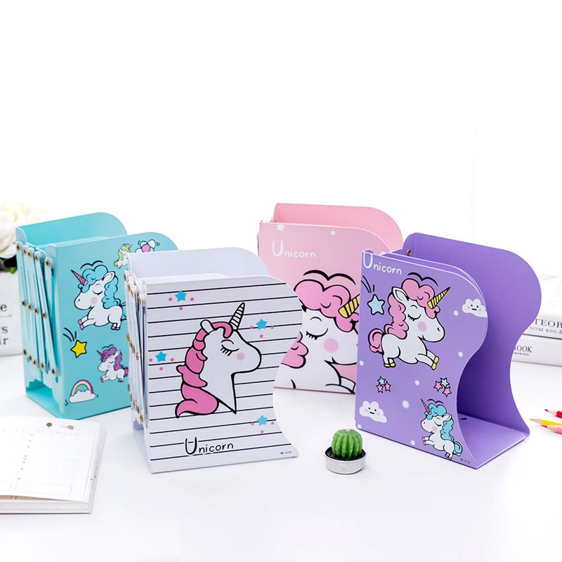 Foldable Bookshelf with Unicorn Design and Storage
