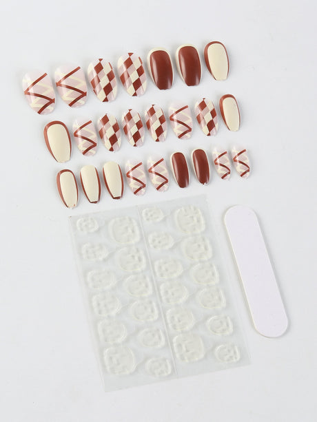 Checkerboard Lattice Jelly Glue Nail Manicure