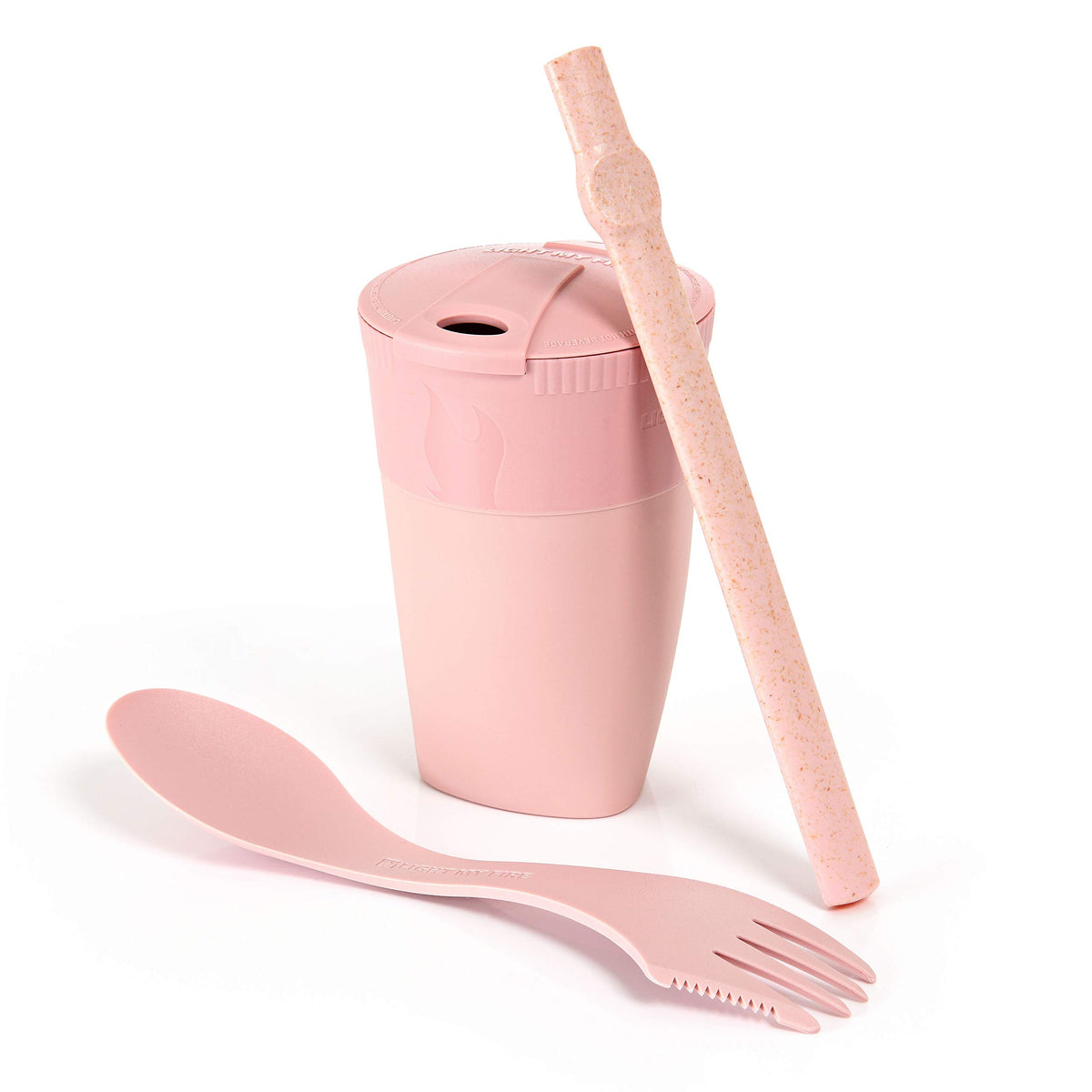 Light My Fire Camping Mess Kit - 3 Pcs - Reusable Straw Foldable Cup & Camping Spork - BPA Free Reusable Camping Utensils - Travel Utensils Camping - Bio-Based Plastic Cutlery to Go Camping Set