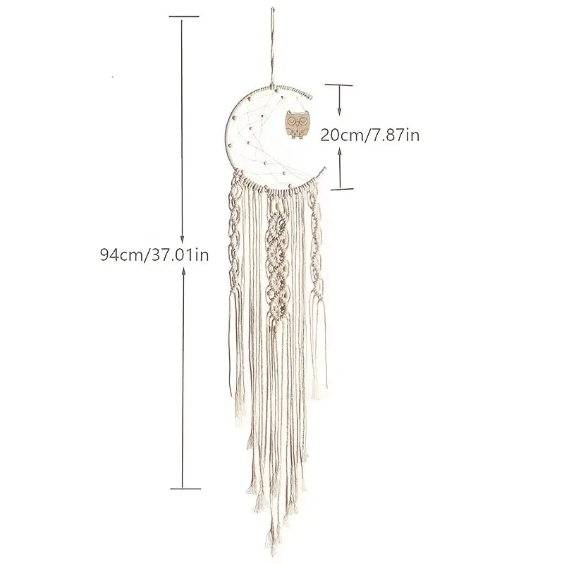 Braided Dream Catcher with Owl Pendant for Home Decor