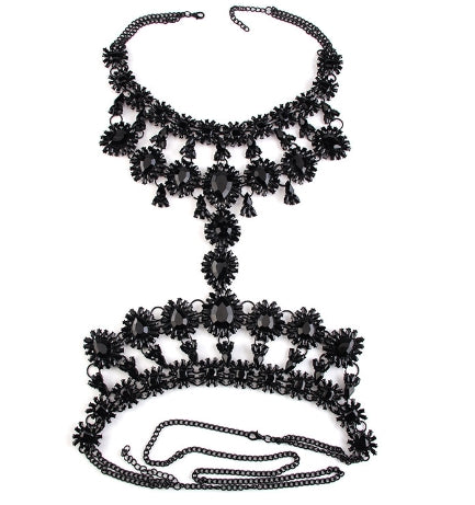 Fashionable Alloy Body Chain with Gemstone Pendant