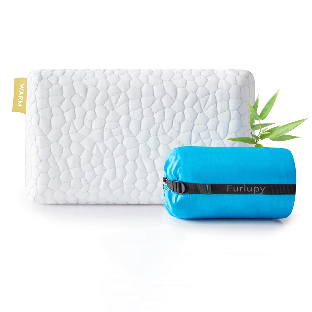 Furlupy Cooling Gel Memory Foam Pillow for Camping & Travel - Contoured Support - Small Compressible Pillow Ideal for Office Nap Camping Travel Car Airplane Backpacking