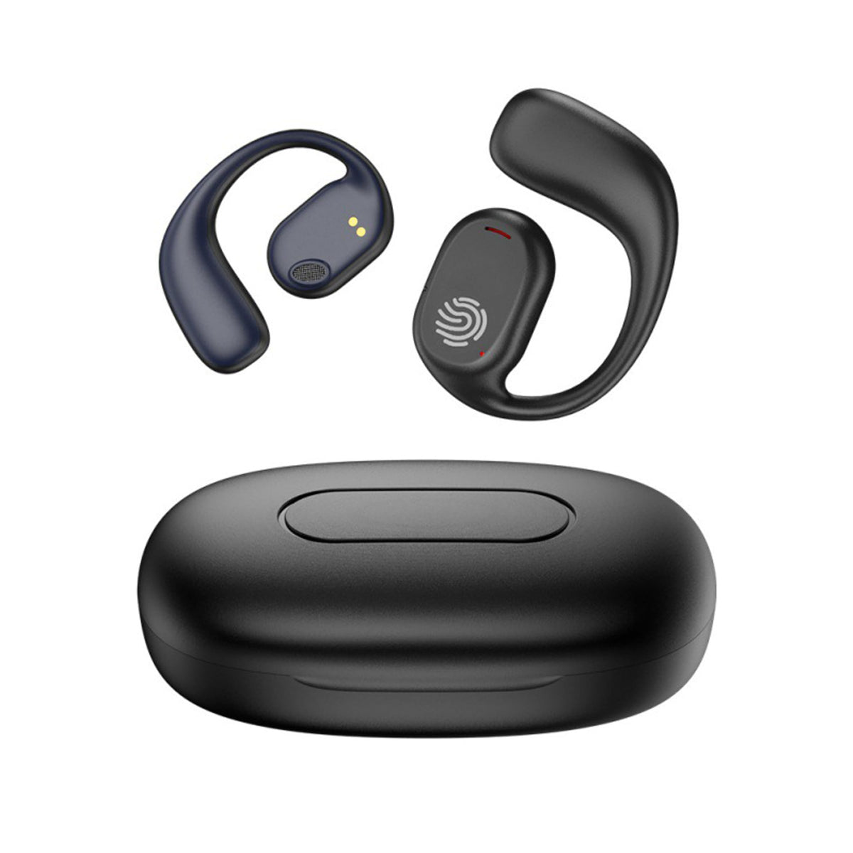 MAcnas Open Ear Headphones Air Conduction Headphones Wireless Bluetooth 5.3 Earbuds LED Display Charging Case Sport Design for Running Fitness (Black)