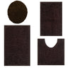 Brown Bathroom Mats Sets 4 Pieces Bath Mats for Bathroom Chenille Bathmat Ultra Soft Non-Slip Bath Rug and Absorbent Bathroom Carpet Set Plush Bath Rugs for Bathroom Tub Shower