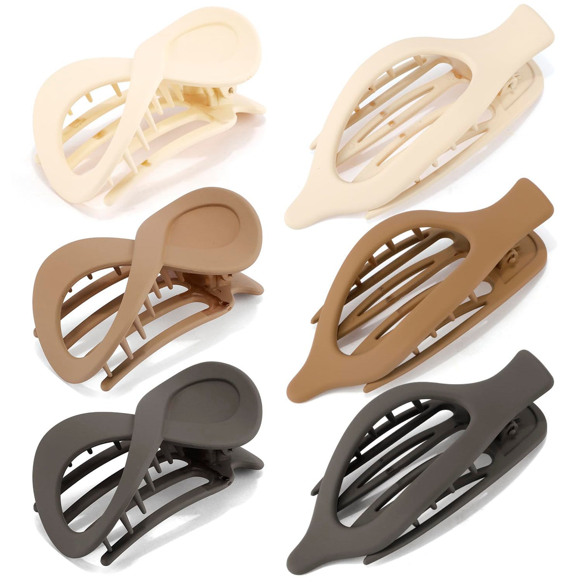Atoden Hair Clips Lay Down Flat Hair Claw Clips 6Pcs French Concord Hair Clips for Thick Thin Hair Matte Neutral Jaw Clips Alligator Hair Clamps Large Barrettes Hair Accessories for Women Girls