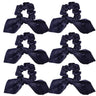 6 Pcs Satin Scrunchies Hair Ties Bands Bows Ropes Elastics Bracelets Ponytail Holders - Hair Accessories for Women and Girls (3.8"x4.0" Navy Blue)