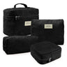 ZERFLUMP 4 Pcs Makeup Bag for Women Corduroy Cosmetic Bag Aesthetic Cute Bags Multi Size Purse Pouch Travel Toiletry Bag Set Makeup Organizer with Zipper (BlackCorduroy)