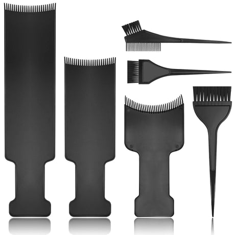 6 PCS Balayage Highlighting Board and Highlighting Brush Kit 3 Hair Dye Brush and 3 Balayage Highlighting Board with Teeth Hair for Hair Dye Hairstylist Accessories Brushes