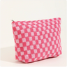 Large Wool Chessboard Cosmetic Bag