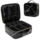 Carrywell |Not Made In China| Makeup Train Case Cosmetic Travel Organizer For Professional Beauty Artist Portable Storage Bag W/Adjustable Dividers For Jewelry and Brushes (2 Marble Small)