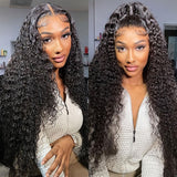 GAIWAC 26 Inch Deep Wave Wigs Human Hair 200% Density 13x6 Deep Curly Lace Front Wigs Human Hair Pre Plucked Glueless HD Transparent Lace Frontal Wigs Human Hair For Women