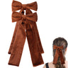 2PCS Velvet Hair Bows Hair Ribbon Clips Big Fall Alligator Clips Hair Accessories for Women Girls (Brown)