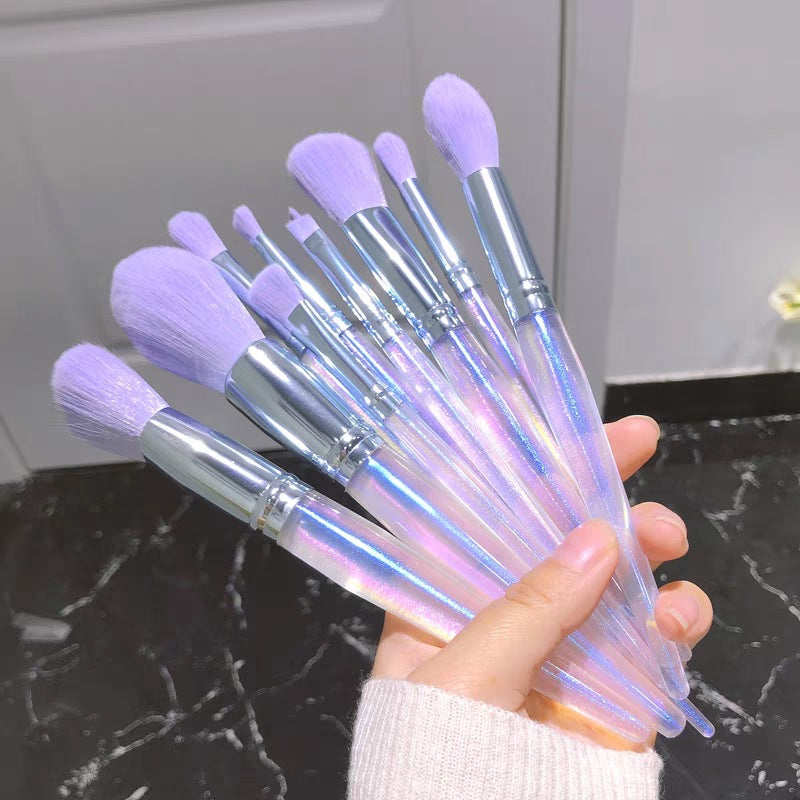 10-Piece Purple Makeup Brush Set with Storage Bag