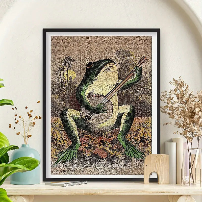 6 pc Casual Guitar Frog Canvas Art for Home Decor