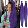 RUN SHUI Dark Purple with Tinsel Pre stretched Braiding Hair 2 Packs Pre feathered Braid Hair Extensions 30 Inches Hair Braids