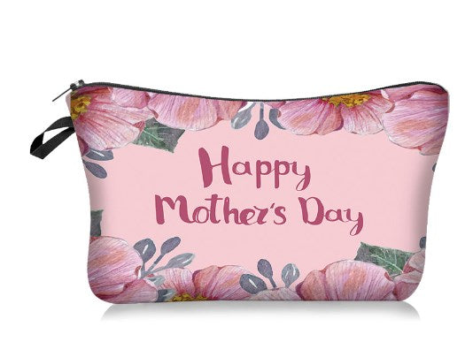 Mother's Day Floral Cosmetic Bag with Zipper Organizer