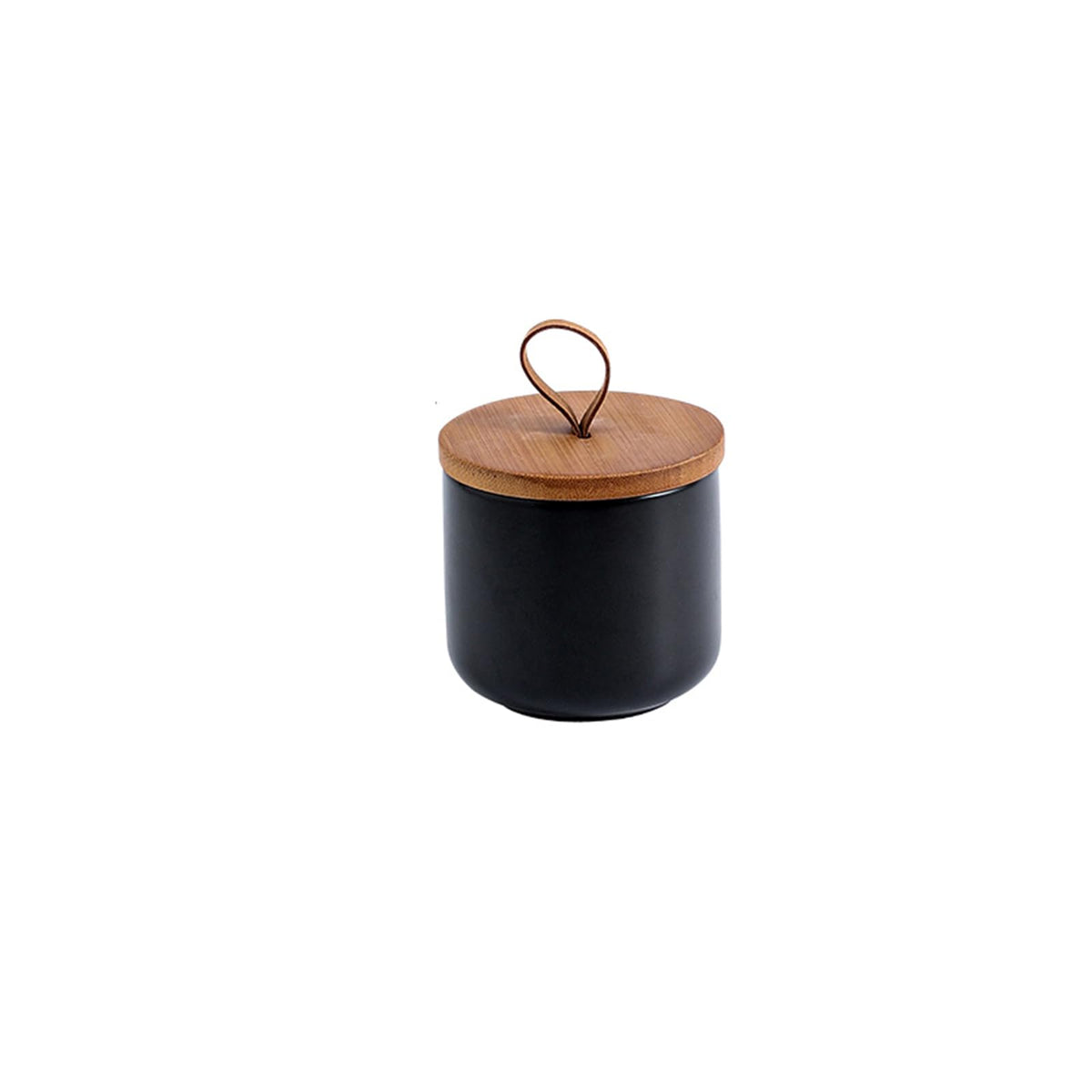 MilkyWay Ceramic Food Storage Jar Storage Canisters with Airtight Seal Bamboo Lid Modern Design Seal Damp-Proof Kitchen Jar for Coffee Tea Spice and More (Black 260ml)
