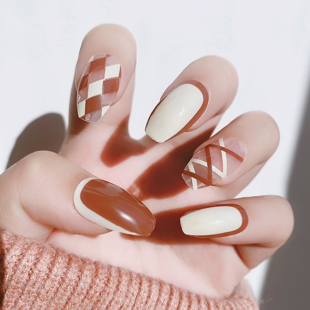 Checkerboard Lattice Jelly Glue Nail Manicure