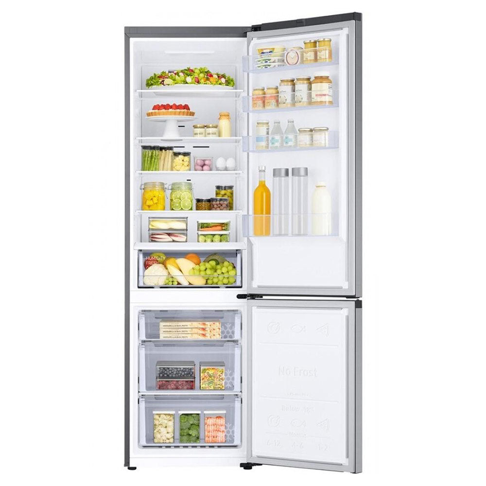 SAMSUNG REFRIGERATOR RB38T BOTTOM FREEZER, 390L, D, MONO COOLING, NO FROST & ALL AROUND COOLING, SPACE MAX, LED LIGHT, 4 SHELVES, 20YW ON DIGITAL INVERTER COMPRESSOR, REVERSIBLE DOOR, HxWxD 2.03x0.60x0.66, INOX