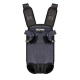 Pettail Dog Kangaroo Pouch Front Pet Backpack Carrier Wide Straps Shoulder Pads Adjustable Legs Out Pet Backpack Carrier Walking Travel Hiking Camping (Large Blue & Shoulder pad)