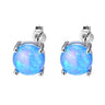 6mm Stylish Opal Earrings with Zirconia Stone Setting
