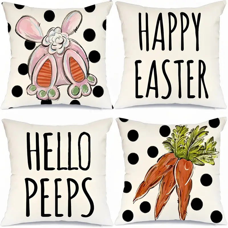 Easter Carrot Pattern Throw Pillowcase for Home Decor