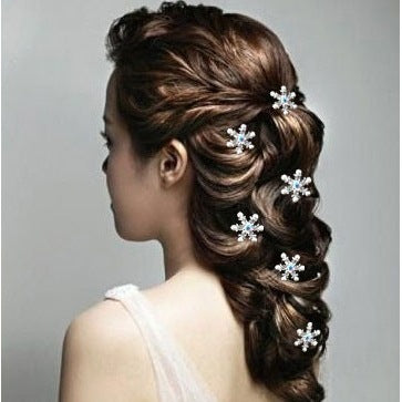 Snowflake Shaped Diamond Hair Clip with Pearls