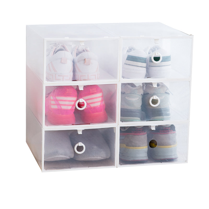6-Pack Thick Transparent Drawer Shoe Storage Boxes