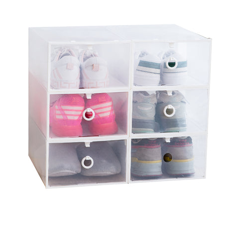 6-Pack Thick Transparent Drawer Shoe Storage Boxes
