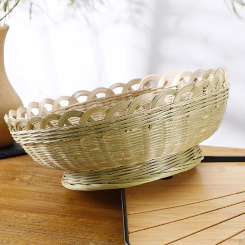 Bamboo Lotus-Shaped Fruit Basket for Home Storage