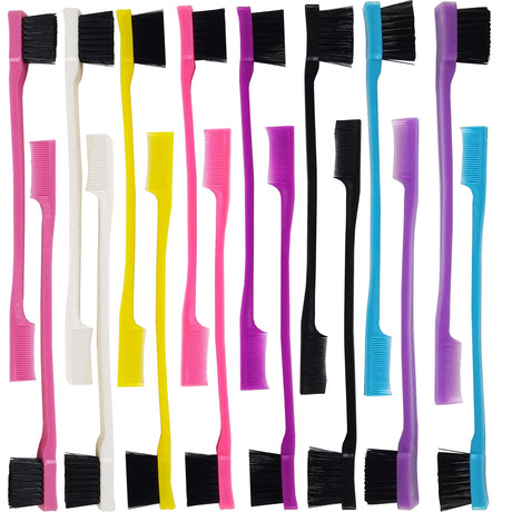 YOOHUA 24PCS Hair Edge Brush Double Sided Edge Control Hair Comb Eyebrow Brush Smooth Comb Grooming (8Colors)