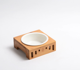 Wooden Pet Dining Table with Bowl Stand and Accessories