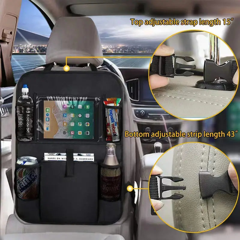Car Seatback Organizer with Cup Holder - Travel Accessory