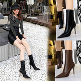 Pointed High-Heeled Sexy Short Boots for Women