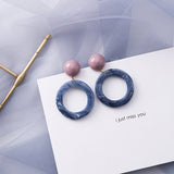 Trendy Blue Gray Geometric Earrings - Fashionable Accessory