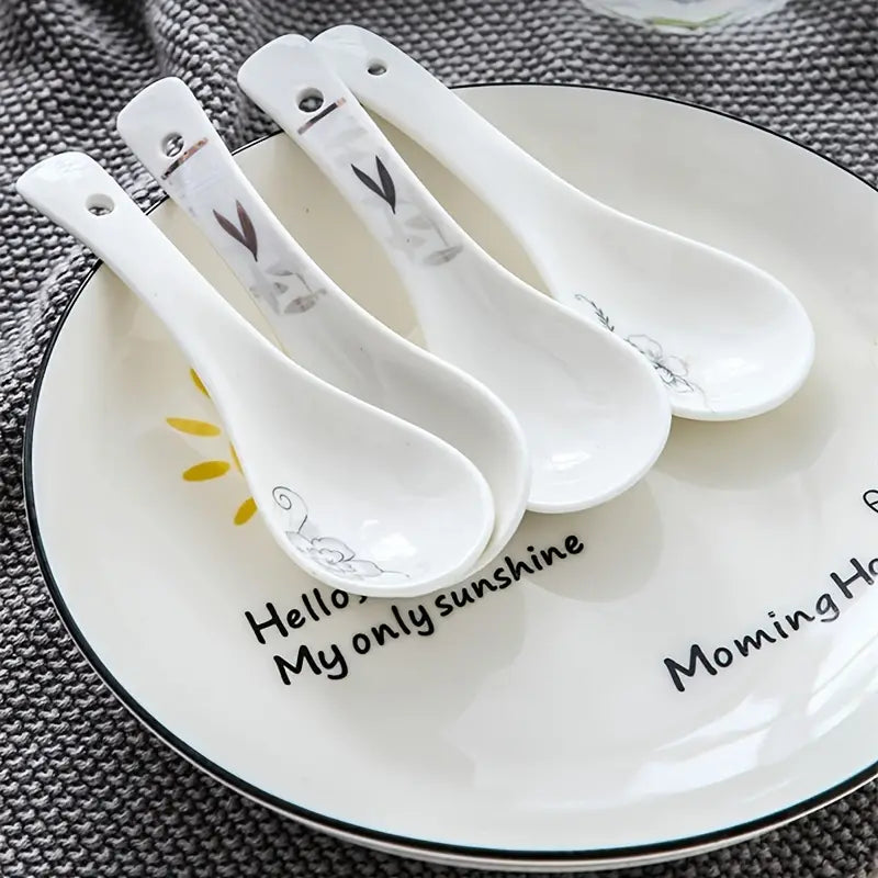 Ceramic Cooking Spoon Set for Home Kitchen Use