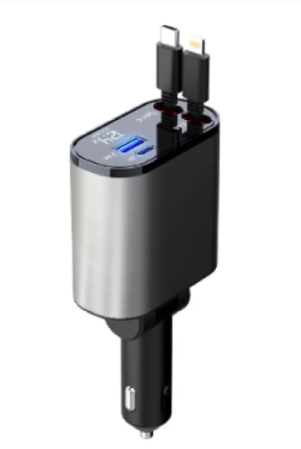 Metal Car Charger 100W Super Fast Charging Car Cigarette Lighter USB-C Adapter