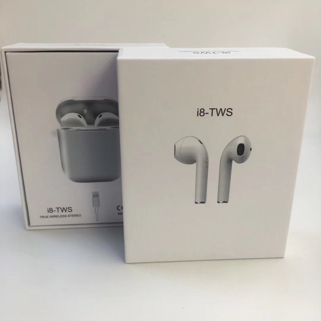 i8 Wireless Bluetooth Earbuds (Dual Ear Headphones)