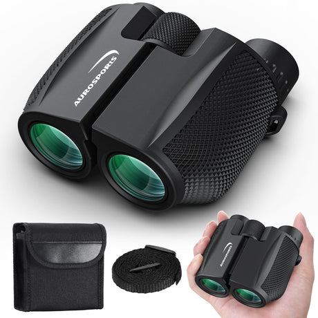 10x25 Compact Binoculars for Adults and Kids - Aurosports HD Binoculars High Powered Easy Focus Binoculars Lightweight with Low Light Vision for Bird Watching Outdoor Hunting Hiking