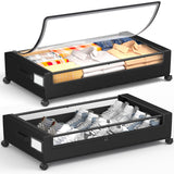 Yeebonix Under Bed Storage with Wheels 2 Pack Square Under Bed Storage Containers 60L Under The Bed Storage Bins Rolling Under The Bed Storage Metal Drawer for Clothes Blankets Shoes...