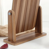 Portable Wooden Desktop Makeup Mirror - Folding Design