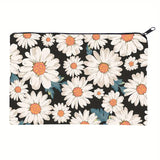 Daisy Print Square Makeup Bag Portable Organizer Pouch