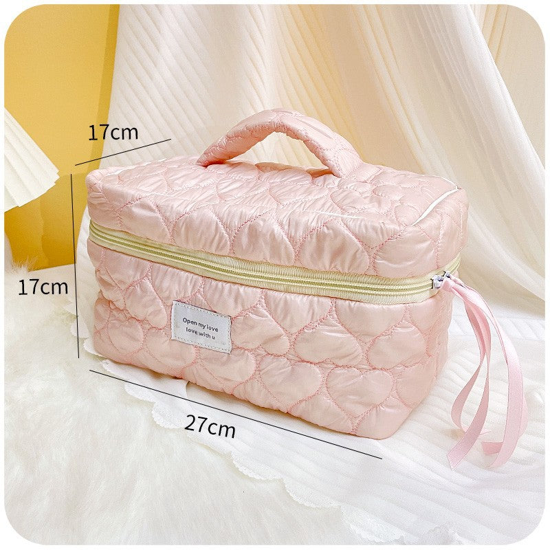 Solid Color Large Makeup Organizer Bag for Women