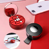 Compact 3-in-1 Makeup Mirror with Built-in Cable
