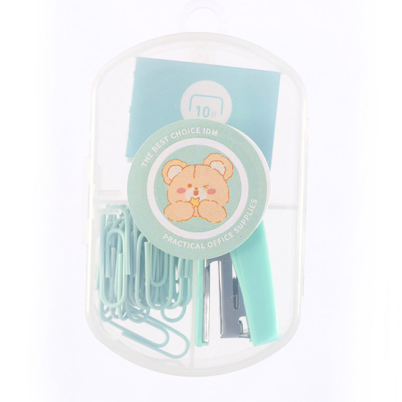 Cute Macaron Mini Stapler Student Stationery Set